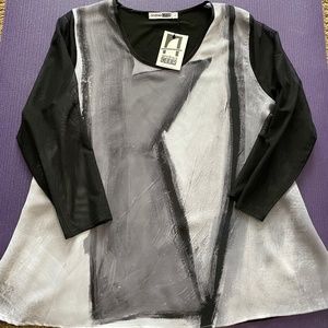 Andrea Geer wearable art silk top, size M